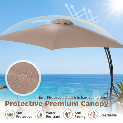 9 FT Cantilever Umbrella with Cross Base and Crank Handle