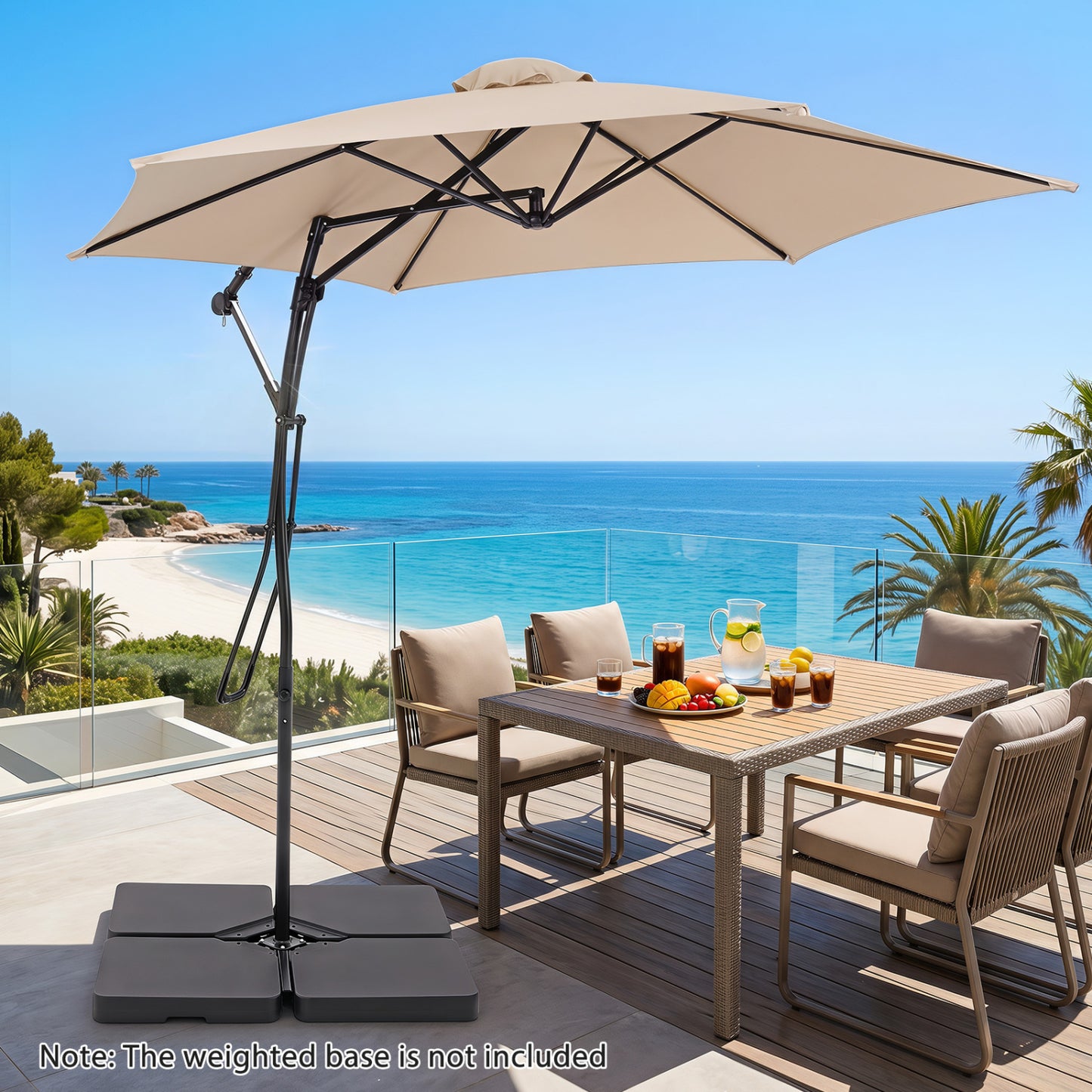 9 FT Cantilever Umbrella with Cross Base and Crank Handle