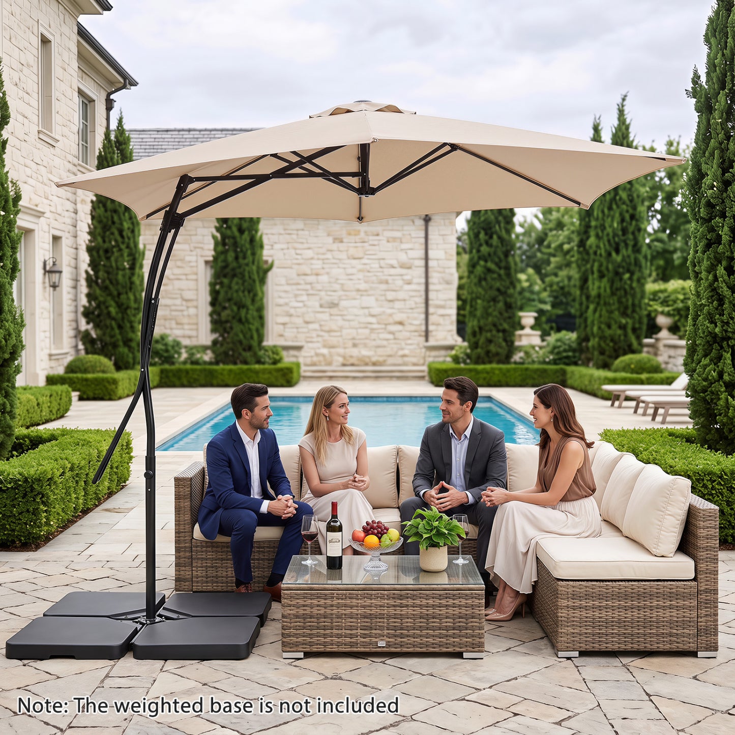 9 FT Cantilever Umbrella with Cross Base and Crank Handle
