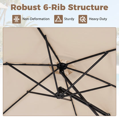 9 FT Cantilever Umbrella with Cross Base and Crank Handle