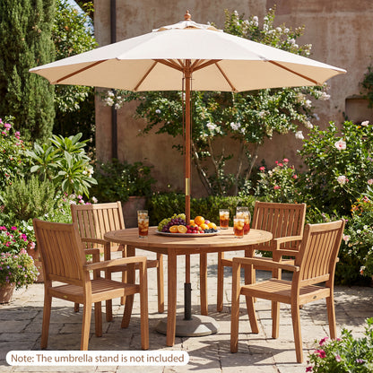 9 FT Patio Umbrella Outdoor Table Market Umbrella with 8 Sturdy Bamboo Ribs-Beige