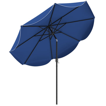 9 FT Patio Umbrella with Crank Handle and Push Button Tilt-Beige - Navy