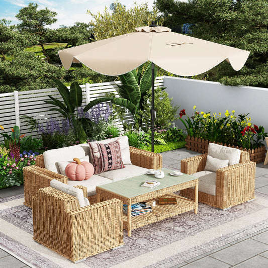 9 FT Patio Umbrella with Crank Handle and Push Button Tilt