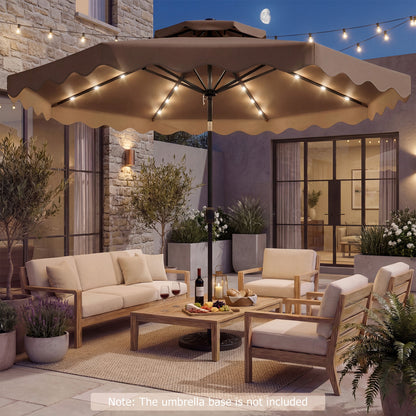 9 FT Solar LED Patio Umbrella Push-Button Tilt and Crank 24 LED Lights and 8 Ribs