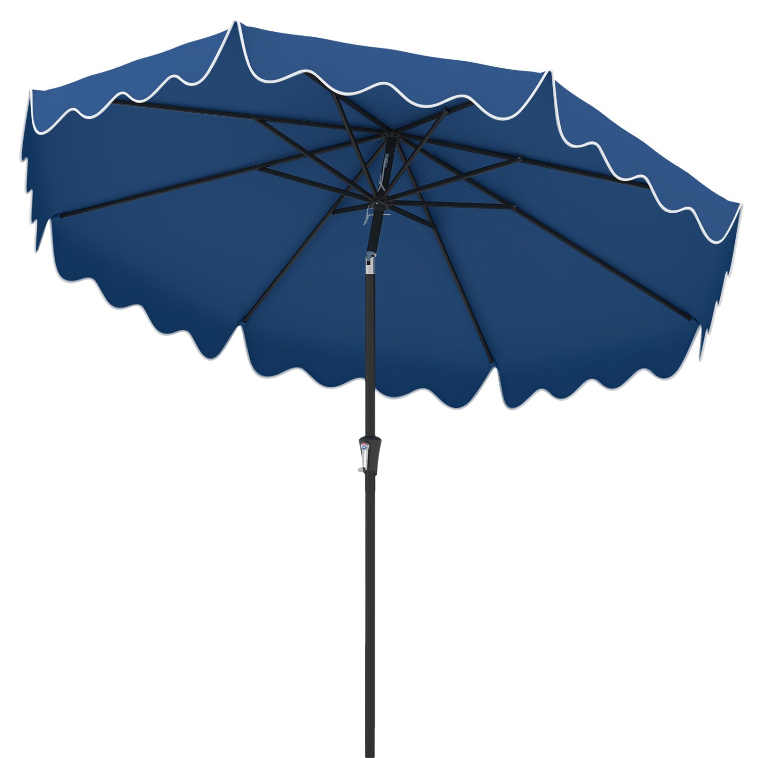 9 Feet Patio Umbrella with Crank Handle and Push Button Tilt-Turquoise - Navy