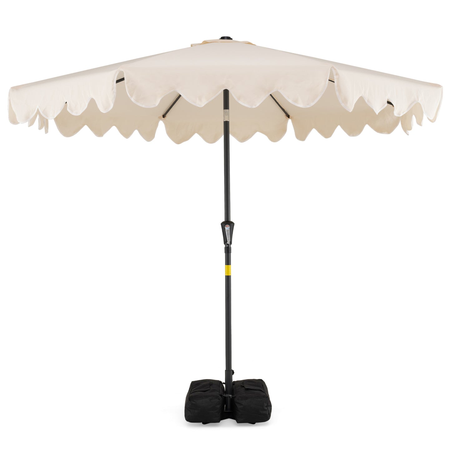 9 Feet Patio Umbrella with Weighted Base and Sandbags-Beige