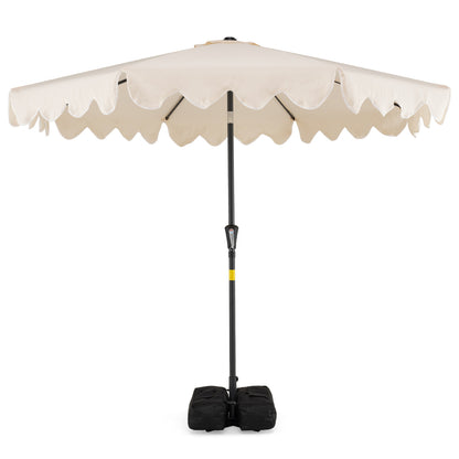 9 Feet Patio Umbrella with Weighted Base and Sandbags-Beige