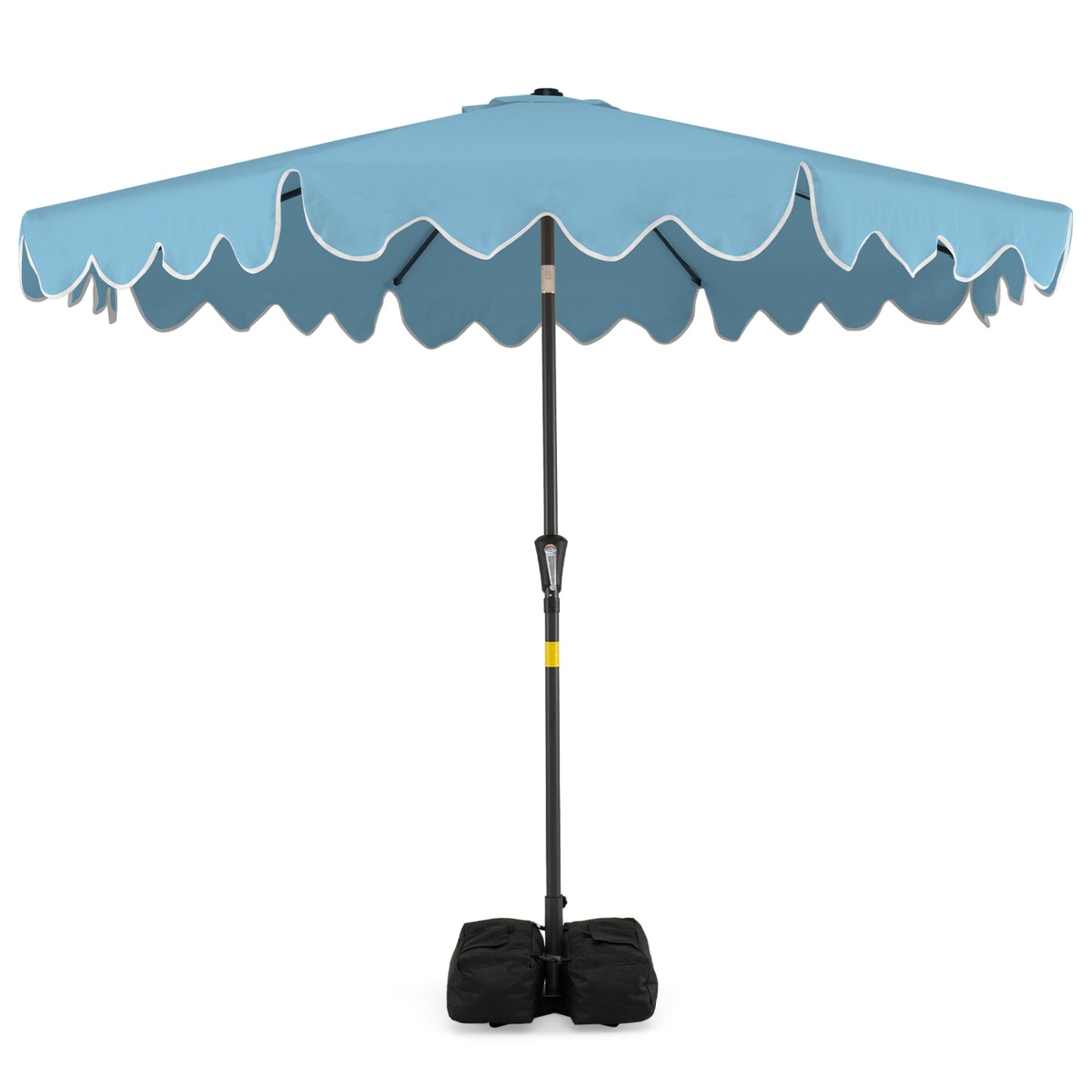 9 Feet Patio Umbrella with Weighted Base and Sandbags-Turquoise
