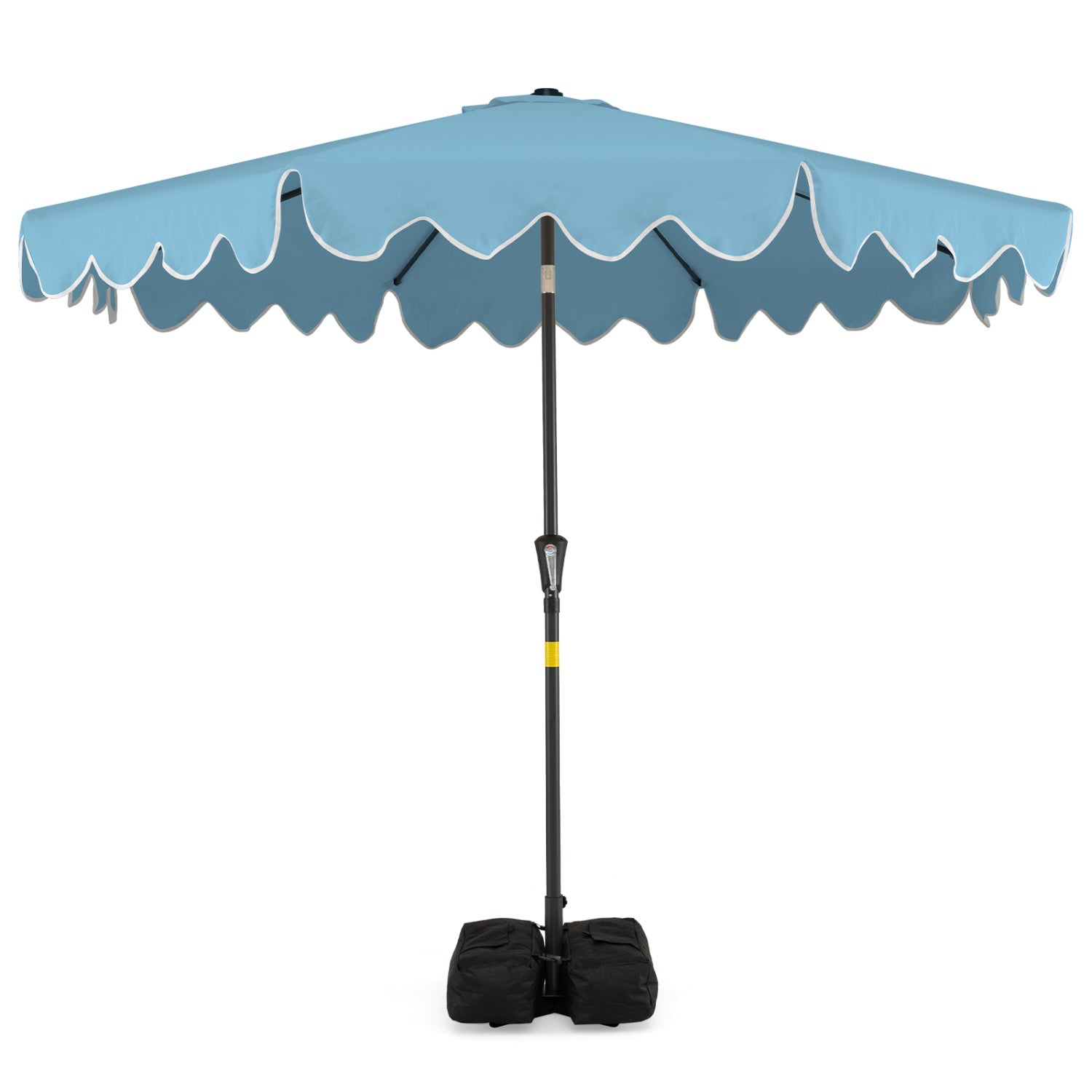 9 Feet Patio Umbrella with Weighted Base and Sandbags-Turquoise