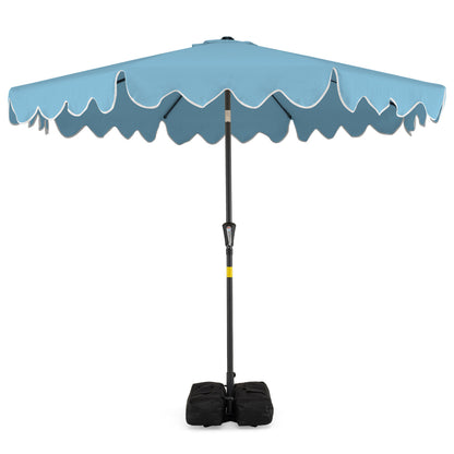 9 Feet Patio Umbrella with Weighted Base and Sandbags-Turquoise