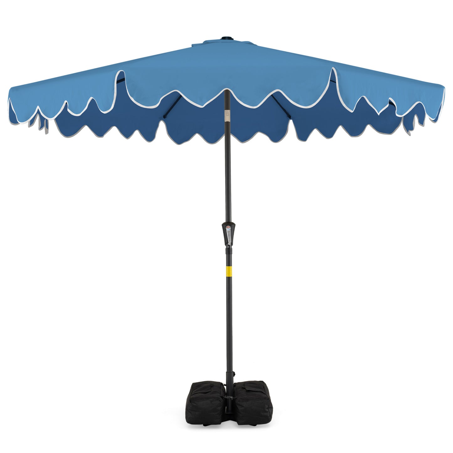 9 Feet Patio Umbrella with Weighted Base and Sandbags-Blue