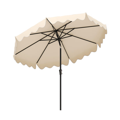 9 Feet Patio Umbrella with Crank Handle and Push Button Tilt-Turquoise - Beige