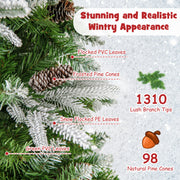 6/7.5/9 Feet Pre-Lit Artificial Christmas Tree Snow Flocked Hinged