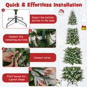 6/7.5/9 Feet Pre-Lit Artificial Christmas Tree Snow Flocked Hinged