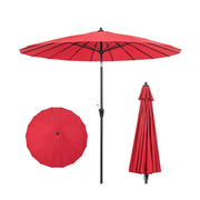 9 Feet Round Patio Umbrella with 18 Fiberglass Ribs-Tan - Wine