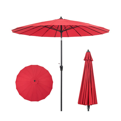 9 Feet Round Patio Umbrella with 18 Fiberglass Ribs-Tan - Wine