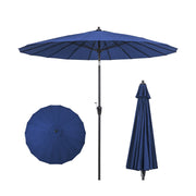 9 Feet Round Patio Umbrella with 18 Fiberglass Ribs-Tan - Navy