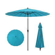 9 Feet Round Patio Umbrella with 18 Fiberglass Ribs-Tan - Turquoise