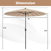 9 Feet Round Patio Umbrella with 18 Fiberglass Ribs
