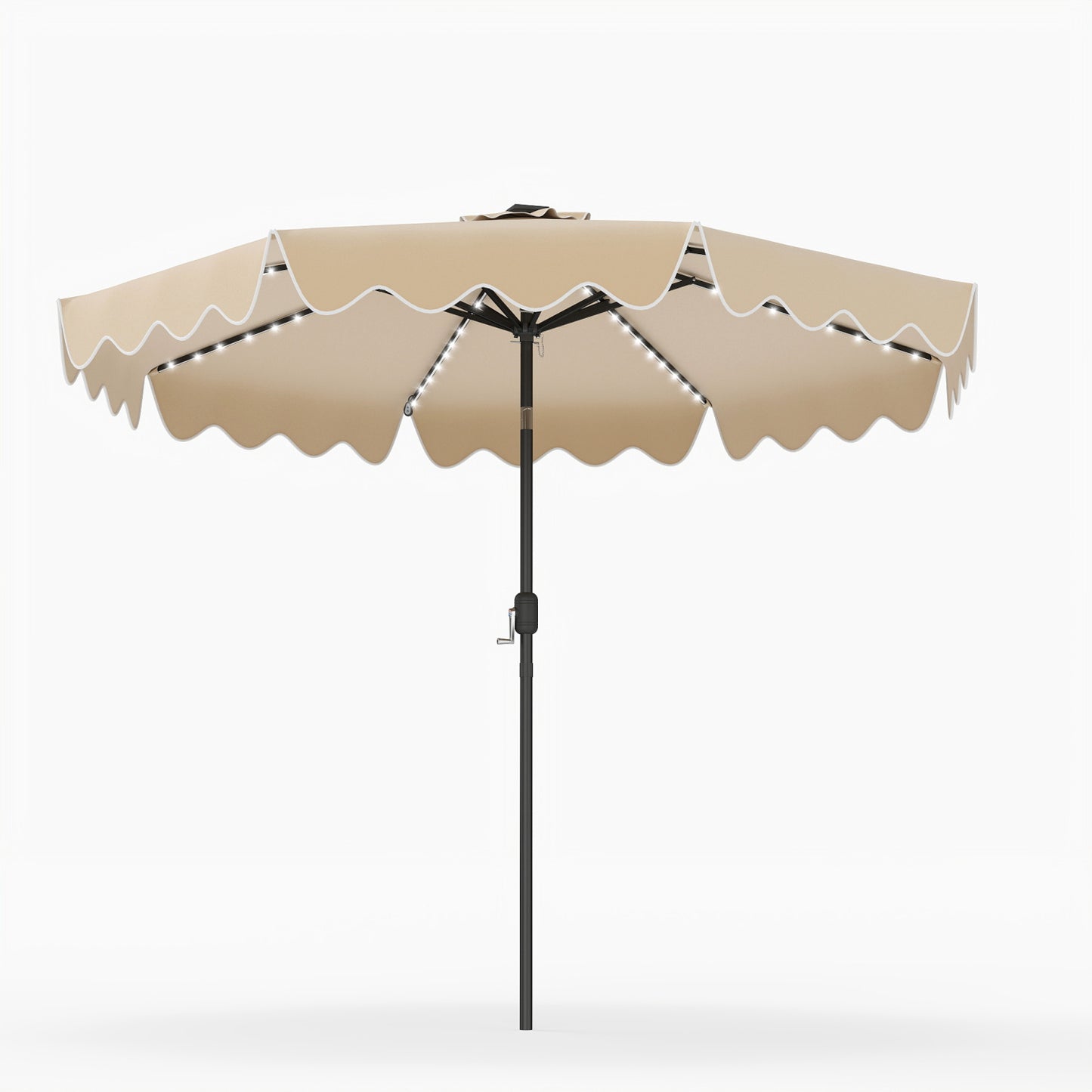 9 Ft Solar Patio Umbrella with LED Lights