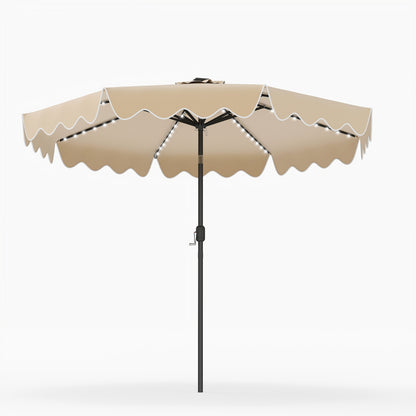 9 Ft Solar Patio Umbrella with LED Lights