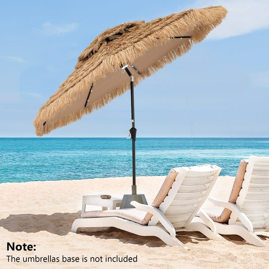 9 Feet Solar Powered Thatched Tiki Patio Umbrella with Led Lights.
