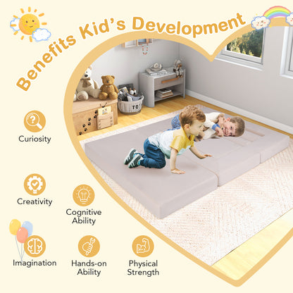 9-Piece Climb and Crawl Foam and Floor Playset with Breathable Suede Fabric