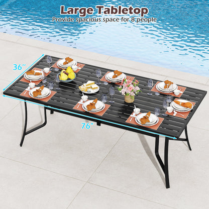 9-Piece Outdoor Dining Set for 8 with Umbrella Hole and 8 Chairs-Black