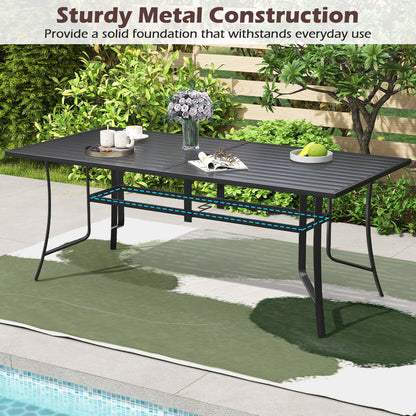 9-Piece Outdoor Dining Set for 8 with Umbrella Hole and 8 Chairs-Black