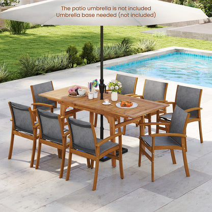 9 Pieces Acacia Wood Patio Dining Set for 6-8