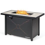 9 Pieces Outdoor Patio Furniture Set with 42 Inch Propane Fire Pit Table-Gray