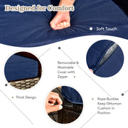 9 Pieces Outdoor Patio Furniture Set with 42 Inch Propane Fire Pit Table-Navy