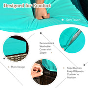 9 Pieces Outdoor Patio Furniture Set with 42 Inch Propane Fire Pit Table-Turquoise