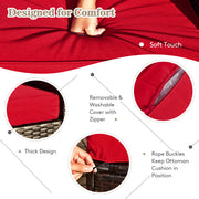 9 Pieces Outdoor Patio Furniture Set with 42 Inch Propane Fire Pit Table-Red