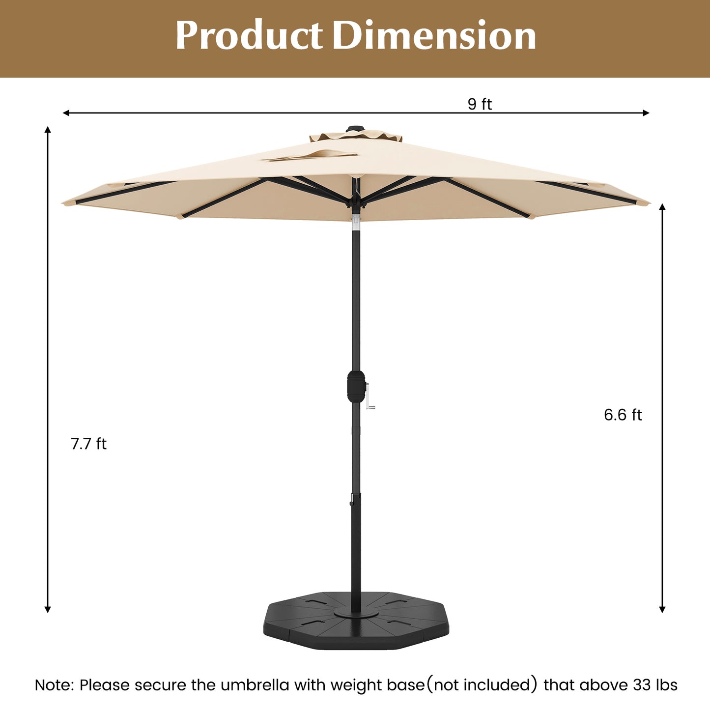9 FT Outdoor Market Patio Table Umbrella Push Button Tilt Crank Lift-gray