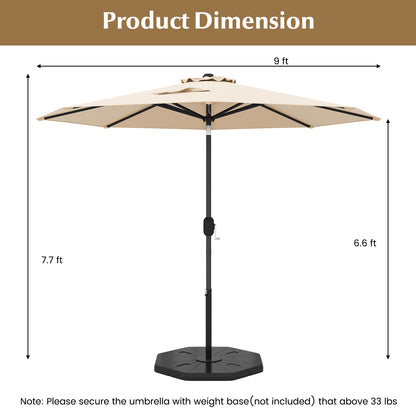 9 FT Outdoor Market Patio Table Umbrella Push Button Tilt Crank Lift-gray