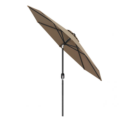 9 ft Outdoor Market Patio Table Umbrella Push Button Tilt Crank Lift-Beige - Tan