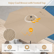 9 ft Outdoor Market Patio Table Umbrella Push Button Tilt Crank Lift-Tan