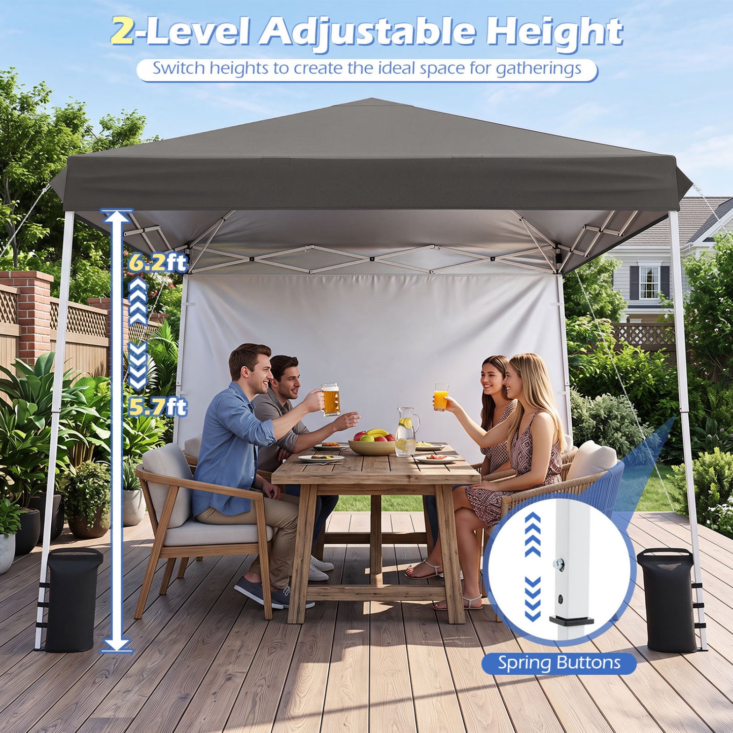 Pop Up Canopy Tent 9x9 ft with Carry Bag and Stakes