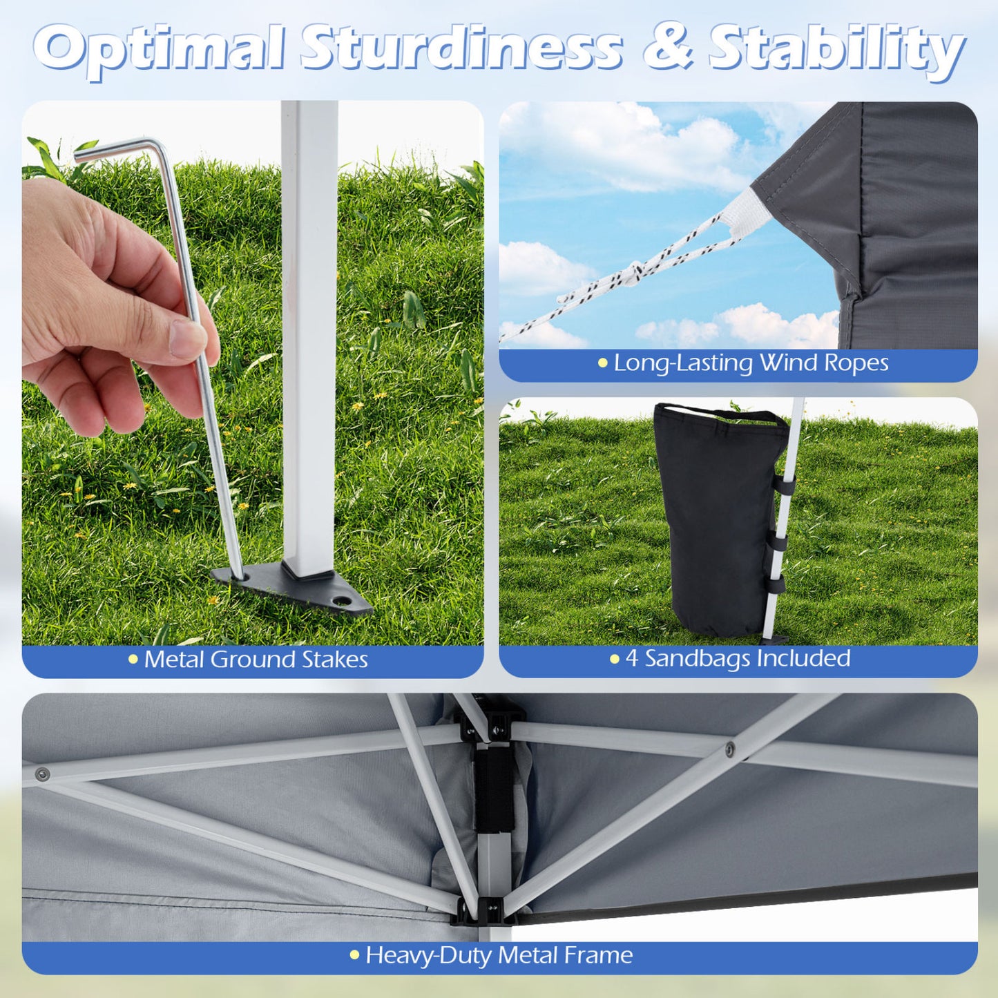Pop Up Canopy Tent 9x9 ft with Carry Bag and Stakes
