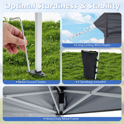 Pop Up Canopy Tent 9x9 ft with Carry Bag and Stakes