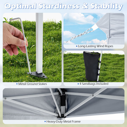 Pop Up Canopy Tent 9x9 ft with Carry Bag and Stakes