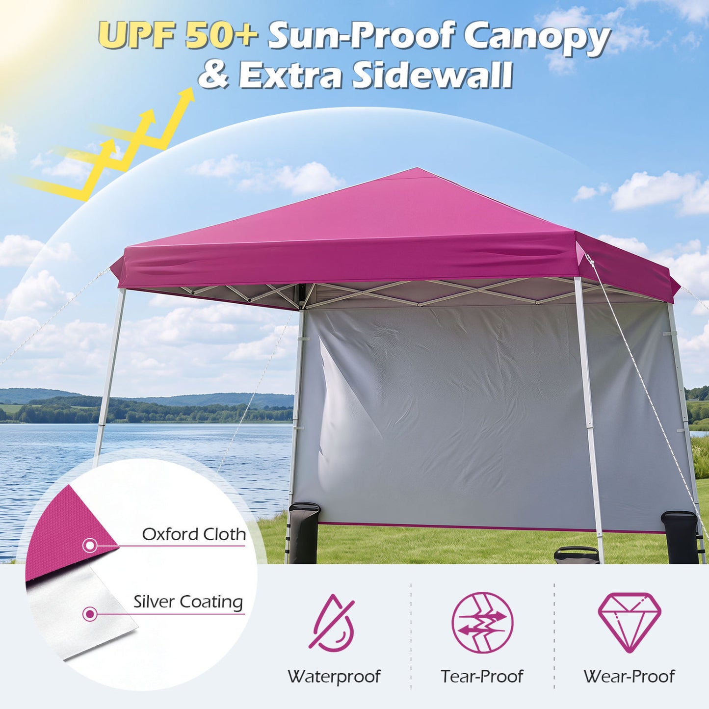 Pop Up Canopy Tent 9x9 ft with Carry Bag and Stakes