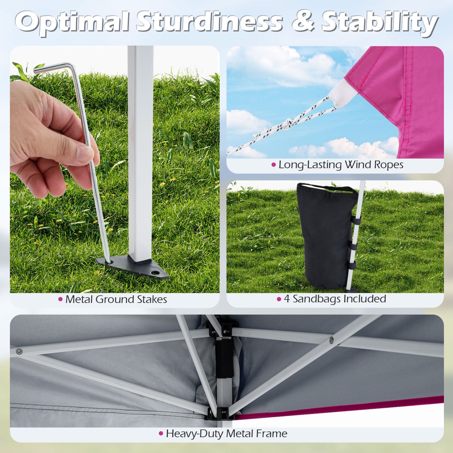Pop Up Canopy Tent 9x9 ft with Carry Bag and Stakes