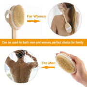 Bath Brush 15" Shower Body Back Scrubber with Long Handle Detachable Brush