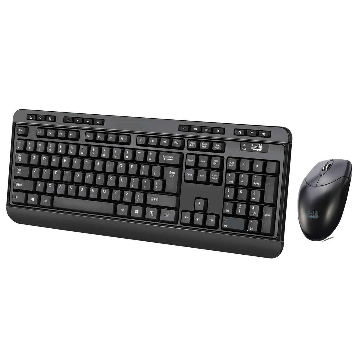 Adesso EasyTouch Antimicrobial Wireless Keyboard and Mouse Combo, 2.4 GHz
