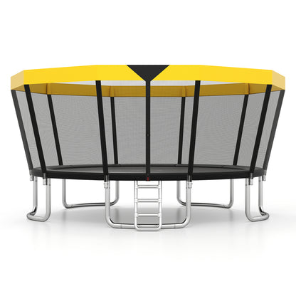 ASTM Compliant Recreational Trampoline with Non-Slip Ladder-Yellow