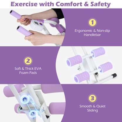 Ab Workout Equipment Foldable Abdominal Trainer Adjustable Ab Machine-White