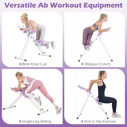 Ab Workout Equipment Foldable Abdominal Trainer Adjustable Ab Machine-White