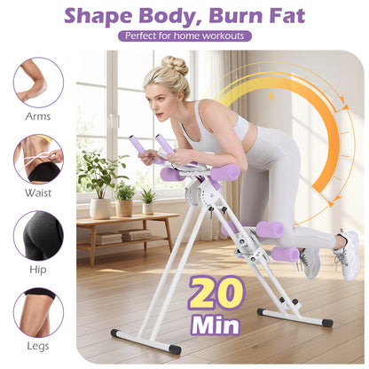Ab Workout Equipment Foldable Abdominal Trainer Adjustable Ab Machine-White